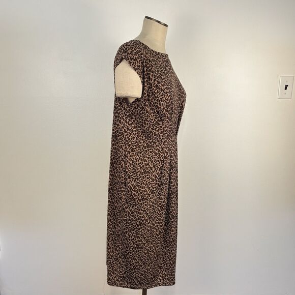 Talbots Women’s Size XL Leopard Animal Print Short Sleeve Knee Length Dress - Picture 4 of 7